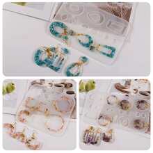 1 件装水晶环氧树脂模具不对称椭圆形水滴形吊坠和耳环制作硅胶模具 DIY 艺术模具 - 無色 - 查看 2