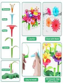 52pcs Flower Garden Building Set, Arts And Crafts For Girls Toddler, Toys Gifts For 3-6 Year Old Girls And Boys, Flower Garden Building Toy, STEM Educational Activity Preschool Boys Girls ToysSchool, Student,Stationery,School Supplies