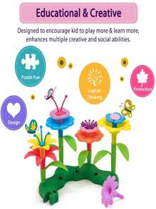 52pcs Flower Garden Building Set, Arts And Crafts For Girls Toddler, Toys Gifts For 3-6 Year Old Girls And Boys, Flower Garden Building Toy, STEM Educational Activity Preschool Boys Girls ToysSchool, Student,Stationery,School Supplies
