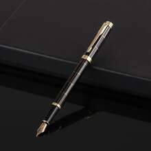 Mujer 1 pieza Pluma fuente 0,5 mm recargable - fino punto , negro tinta elegante firma regalo para hombres , escuela , oficina , negocio - Negro - Ver 4
