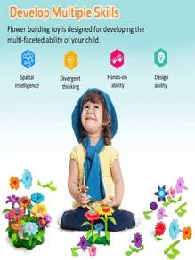 52pcs Flower Garden Building Set, Arts And Crafts For Girls Toddler, Toys Gifts For 3-6 Year Old Girls And Boys, Flower Garden Building Toy, STEM Educational Activity Preschool Boys Girls ToysSchool, Student,Stationery,School Supplies