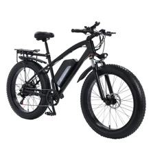 S6 Electric Bike 26" X 4.0"Fat Tires, 500W Motor & 19.8 MPH Electric Mountain Bicycle for Adults, 48V 13Ah Removable Battery, Shimano 7-Speed Snow Beach E-Bike with Rear Rack Fenders Phone Holder Lock - Black - View 1
