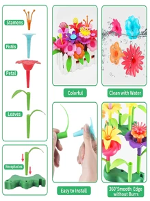 52pcs Flower Garden Building Set, Arts And Crafts For Girls Toddler, Toys Gifts For 3-6 Year Old Girls And Boys, Flower Garden Building Toy, STEM Educational Activity Preschool Boys Girls ToysSchool, Student,Stationery,School Supplies