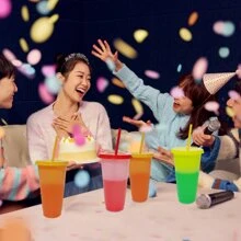 10 Packs Color Changing Plastic Cups With Lids And Straws, 24oz Reusable Drinking Cups For Cold Beverages, Suitable For Adults, Kids, Parties, Ideal Gift - multiple colour - View 5