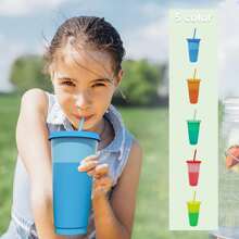 10 Packs Color Changing Plastic Cups With Lids And Straws, 24oz Reusable Drinking Cups For Cold Beverages, Suitable For Adults, Kids, Parties, Ideal Gift - multiple colour - View 6