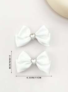 2 件女士纯色甜心蝴蝶结发夹可爱情人节情人爪夹发夹发夹，学校用品，优雅，学院风，女士冬季服装，蝴蝶结 - 白色 - 查看 4