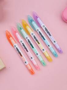 1 hộp/6 cái Gấp đôi Công cụ tô sáng Bút mực Với Dễ thấy Cửa sổ , Thập cẩm Màu sắc , Đối với Sinh viên Làm nổi bật - Nhiều màu - Xem 3