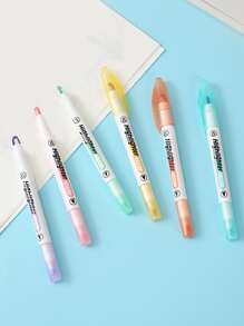 1 hộp/6 cái Gấp đôi Công cụ tô sáng Bút mực Với Dễ thấy Cửa sổ , Thập cẩm Màu sắc , Đối với Sinh viên Làm nổi bật - Nhiều màu - Xem 4