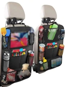 1入汽車後座收納袋汽車座椅收納袋帶觸摸屏平板支架,適用於兒童嬰兒汽車座椅,旅行配件,路上必備收納袋,汽車收納,汽車座椅後面收納袋