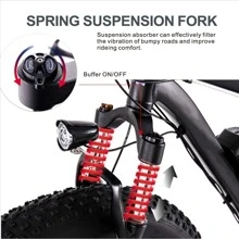 S6 Electric Bike 26" X 4.0"Fat Tires, 500W Motor & 19.8 MPH Electric Mountain Bicycle for Adults, 48V 13Ah Removable Battery, Shimano 7-Speed Snow Beach E-Bike with Rear Rack Fenders Phone Holder Lock - Black - View 9