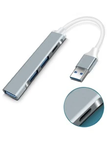 4-in-1 Mini Hub Docking Station USB 3.0 HUB Splitter Type-C Docking Station High Speed Hub Adapter For PC Laptop U Disk Card Reader Computer - Grey - View 5