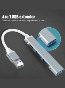 4-in-1 Mini Hub Docking Station USB 3.0 HUB Splitter Type-C Docking Station High Speed Hub Adapter For PC Laptop U Disk Card Reader Computer - Grey - View 3