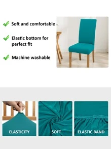 1入組防水彈性滌綸纖維椅套在藍綠色藍色的,合適的適用於客廳,餐廳,臥室,學習,四可用 - 水鴨藍 - 查看 3