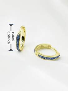 1雙小純銀耳朵夾圓耳環 - 金色 - 查看 4