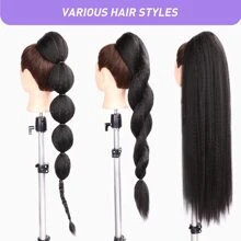 Yaki抽繩馬尾黑色芽馬尾合成纖維接髮 - 黑色 - 查看 7