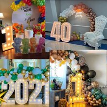Joybox Design 4FT Marquee Light Up Numbers Pre-Cut Frame Giant Marquee Numbers 0-9, Mosaic Numbers For Balloons, Big Number For Birthday, Anniversary, Wedding Decorations, Party Decor - 白色6號 - 查看 2