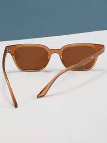 1pc Full Plastic Fashion Eyeglasses - Brown - View 4
