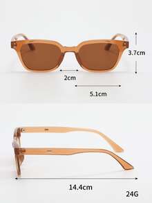 1pc Full Plastic Fashion Eyeglasses - Brown - View 6