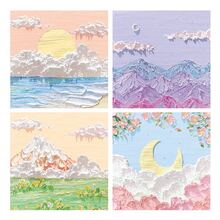 80 piezas pintura al óleo paisaje temático Notas adhesivas , estilo interior , sal serie , simple con exquisito , estilo japones , dulce , adecuado para suministro escolar con oficina Papelería - Multicolor - Ver 6