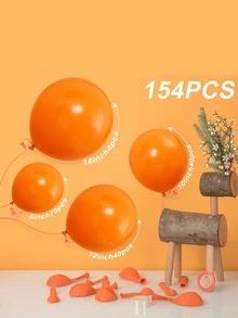 154 piezas/paquete mate naranja Set globo , varios tallas globos para de fiesta de cumpleaños , boda fiesta ambiente Decoración - Naranja - Ver 2