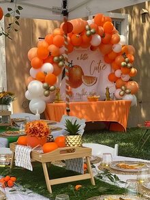 154 piezas/paquete mate naranja Set globo , varios tallas globos para de fiesta de cumpleaños , boda fiesta ambiente Decoración - Naranja - Ver 5