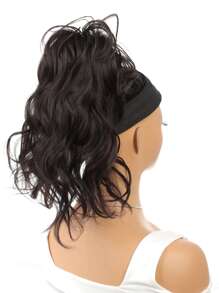 瀑布卷馬尾是燈不附帶半綁帶公主梨花捲髮高馬尾假髮是棕色的和黑色 - 黑色 - 查看 4