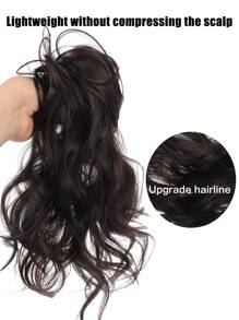 瀑布卷馬尾是燈不附帶半綁帶公主梨花捲髮高馬尾假髮是棕色的和黑色 - 黑色 - 查看 3