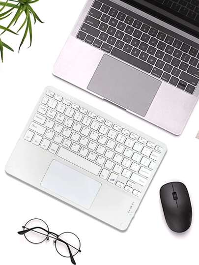150mAh Rechargeable Bluetooth Keyboard With Touchpad, Wireless Keyboard For Smartphone, Tablet, PC