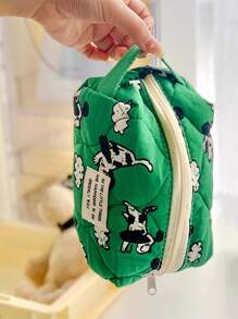 1Pc Cartoon Makeup Bag Y2K Aesthetic Green Dalmatians Cosmetic Bag Soft Small Travel Cosmetic Organizer Pouch For Gift,Makeup Bag Makeup Pouch Skincare Bag Toiletry Bag Packing Cubes,Travel Essentials Cruise Essentials Dorm Essentials,Wedding Bridesmaid Gifts,Mom Gifts,Birthday Gifts,Gifts For Friends And Teachers,Home Decor,Bathroom Livingroom Bedroom Decor,Bathroom Organizer,Jewelry Organizer,Lip Oil Organizer,Nail Polish Organizer Storage Makeup Organizer Makeup Case - Multicolor - View 4