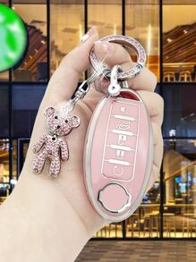 con diseño de oso Funda de llave de coche & Llavero compatible con Nissan