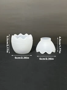 DIY蛋形香薰蠟燭矽膠模具適用於禮品裝飾用品,石膏和膠水存儲容器模具 - 白色 - 查看 2