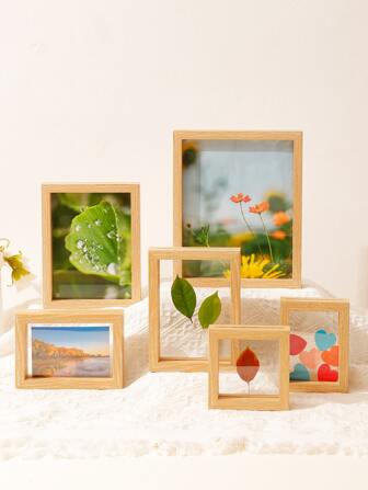 1入組木製相框，簡約木紋圖案海報展示架家用
