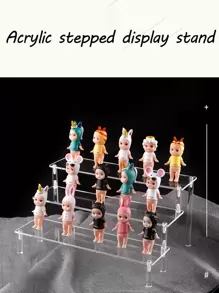 1pc Acrylic Tiered Figure Display Stand, Blind Box Organizer, Collection Box, Storage Rack, Ladder Shelf For Toys And Collectibles - Clear - View 5