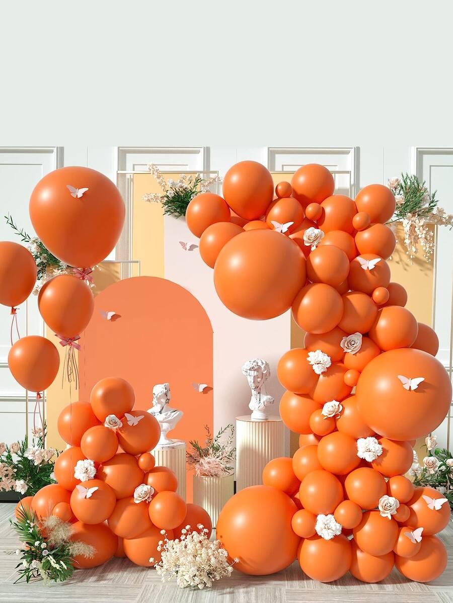 154 piezas/paquete mate naranja Set globo , varios tallas globos para de fiesta de cumpleaños , boda fiesta ambiente Decoración - Naranja - Ver 1