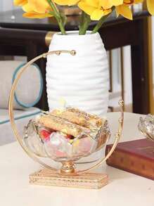 Metal And Glass Moon Shaped Fruit Tray - Large