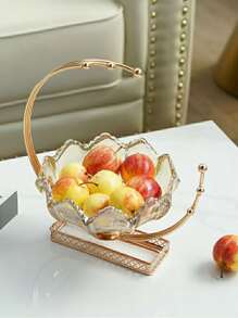 Metal And Glass Moon Shaped Fruit Tray - Large