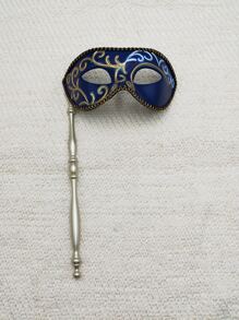 1pc Blue Ancient Style Relief Art Detachable Masquerade Mask For Both Men And Women. Perfect For Performance, Party, Stage And Decoration Prop. - Blue - View 1