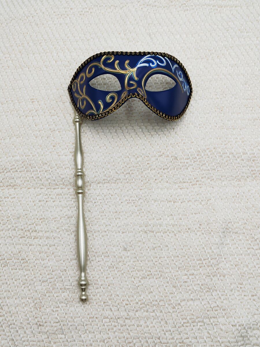 1pc Blue Ancient Style Relief Art Detachable Masquerade Mask For Both Men And Women. Perfect For Performance, Party, Stage And Decoration Prop. - Blue - View 1