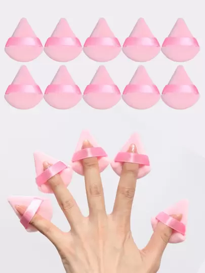 10pcs/Set Triangle Shaped Velvet Powder Puff, Designed For Sculpting, Eye Area And Corners, Cosmetic Mixing Container For Foundation,Makeup,Cheap,Room Decor,Vanity,Travel,Bedroom,Makeup Accessories,Puff,Makeup Blender,Powder Puff,Makeup Sponge,Cheap,Stocking Stuffers,Makeup,Makeup Tools,Cheap Stuff,Gifts,Gifts For Women,Christmas Gifts