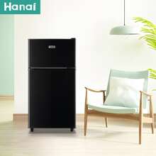 WANAI Compact Refrigerator 3.5 CU.FT Double Door Mini Fridge With Freezer Small Refrigerator With 7 Adjustable Temperature Side Door Wire Rack Suit For Dorm Office Apartment Black - Black - View 10