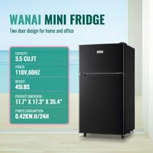 WANAI Compact Refrigerator 3.5 CU.FT Double Door Mini Fridge With Freezer Small Refrigerator With 7 Adjustable Temperature Side Door Wire Rack Suit For Dorm Office Apartment Black - Black - View 7