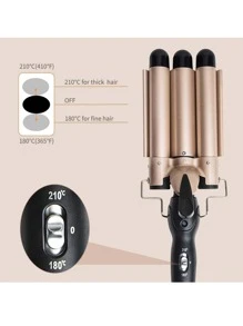 Rizador de cabello triple barril cerámico barberia - Gris Claro - Ver 4