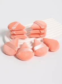 10 miếng mút trang điểm nhung hình tam giác dùng để tạo khối, trang điểm mắt và khóe mắt, hộp đựng kem nền dạng mút trang điểm - Màu Hồng  San hô - Xem 4