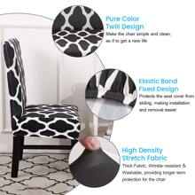 Stretch Chair Covers Dining Chair Slipcovers Printed Chair Protector Removable Washable Seat Slipcover - màu đen - Xem 2