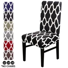 Stretch Chair Covers Dining Chair Slipcovers Printed Chair Protector Removable Washable Seat Slipcover - màu đen - Xem 1
