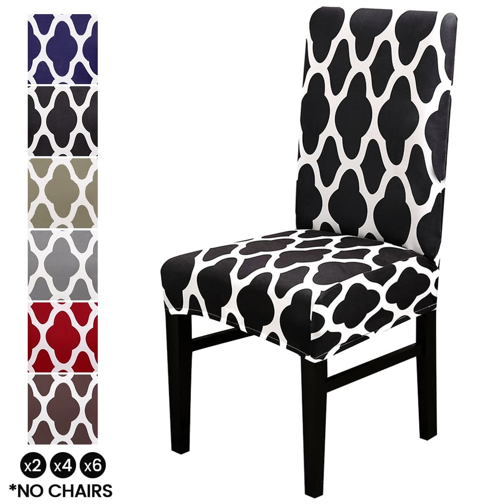Stretch Chair Covers Dining Chair Slipcovers Printed Chair Protector Removable Washable Seat Slipcover - màu đen - Xem 1