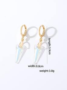 1 đôi Đúng mốt Ngọc Dangle Hoa tai - Vàng - Xem 11