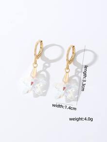 1 đôi Đúng mốt Ngọc Dangle Hoa tai - Vàng - Xem 9