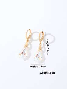 1 đôi Đúng mốt Ngọc Dangle Hoa tai - Vàng - Xem 7