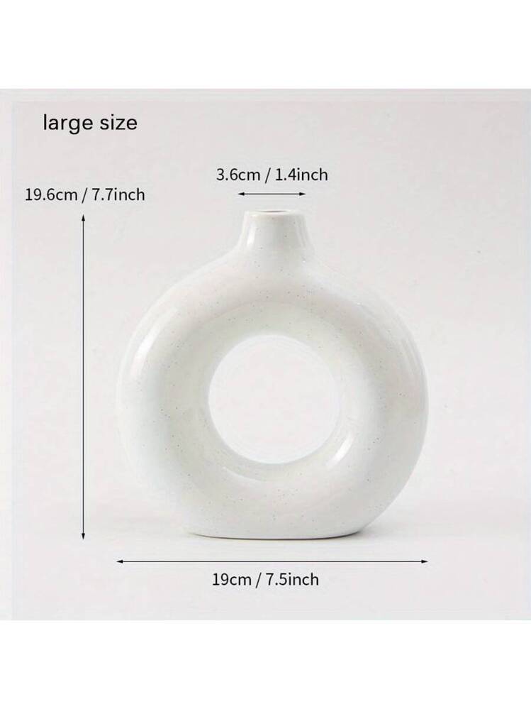 Vaso in Ceramica Bianco per Erba Pampa e Fiori - Moderno, a Coste Con Smalto, Alto 20 cm - Stile